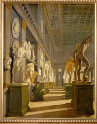 A Sala das Antiguidades do Palácio de Charlottenborg, Copenhaga ... (pintura sobre tela)