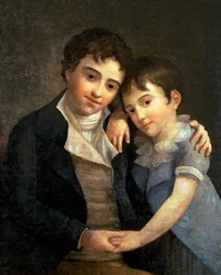 Retrato de Karl Thomas (1784-1858) e Franz Xaver (1791-1844), os dois filhos de Wolfgang Amadeus Mozart (1756-91), 1798
