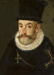 Polaco: Retrato do Arquiduque Maximiliano III de Habsburgo (1558-1618) com o traje de Grão-Mestre da Ordem Teutónica (polaco) Retrato do Arquiduque Maximiliano III da Áustria (1558-1618).
