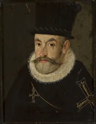 Polaco: Retrato do Arquiduque Maximiliano III de Habsburgo (1558-1618) com o traje de Grão-Mestre da Ordem Teutónica (polaco) Retrato do Arquiduque Maximiliano III da Áustria (1558-1618).