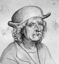Retrato do ourives Jörg Seld em perfil de três quartos à direita