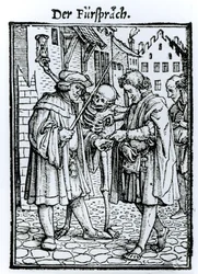 Morte e o advogado, de "A dança da morte", gravada por Hans Lutzelburger, c.1538