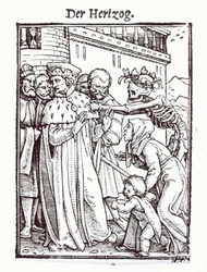 Morte e o Duque, de "A Dança da Morte", gravada por Hans Lutzelburger, c.1538