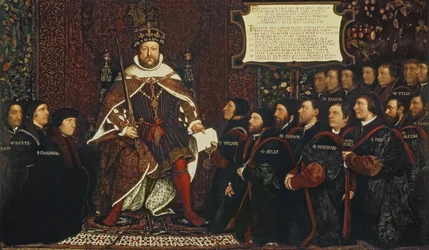 Henrique VIII entregou uma carta a Thomas Vicary, em comemoração à união das Guildas de Barbeiros e Cirurgiões, 1541