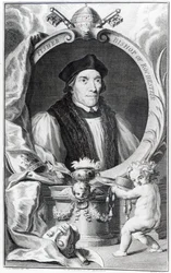 John Fisher, Bispo de Rochester, gravado por Jacobus Houbraken, c.1738-42