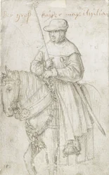 Kaiser Maximiliano I em vestido de viagem a cavalo
