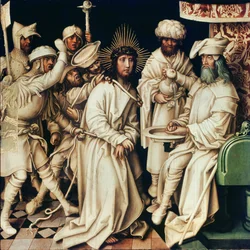 Pilatos lavando as mãos, painel esquerdo de um tríptico, 1496
