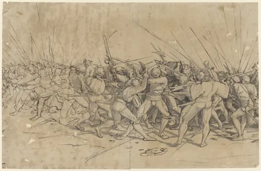 Cena de batalha, c.1524 (caneta, tinta e lavagem)