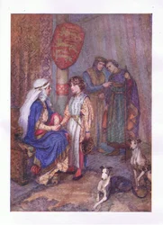 Hubert, Hubert, joga o olho no menino (King John), de Obras Completas de Shakespeare publicado por George Harrap & Co Ltd, década de 1920