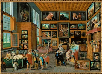 Uma galeria de arte (pintura em madeira de carvalho)