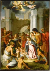 Adoração dos pastores (pintura sobre madeira de carvalho)
