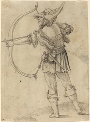 Arqueiro desenhando seu arco