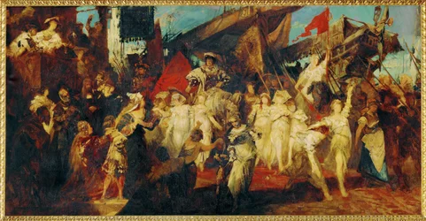 Entrada do Imperador Carlos V em Antuérpia ... (pintura sobre tela)