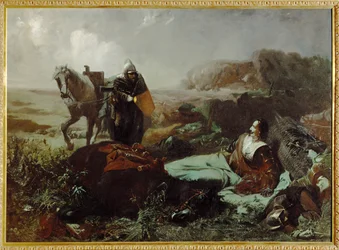 A morte do Conde Pappenheim, general durante a Guerra dos Trinta Anos ... (pintura sobre tela)