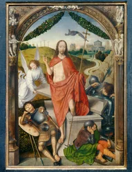 Tríptico da ressurreição. Parte central. Pintura por Hans Memling (1435-1494) Ec. Flam.