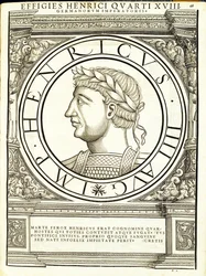 Henry, 4, a partir dos imperadores romanos de leste e oeste mais verdadeiras imagens de moedas antigas, gravura por Rudolph Wyssenbach, impressos por Andreas Gessner, Zurique,