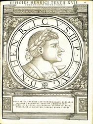 Henry, 3, do comandante geral dos Roman Leste e Oeste mais verdadeiras imagens de moedas antigas, gravura por Rudolph Wyssenbach, impressa por Andreas Gessner, Zurique
