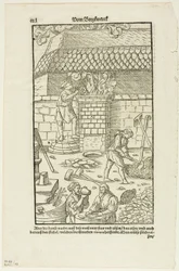 Página CCCL de Vom Bergwerck XII Bücher de Agricola, placa 43 de Woodcuts from Books of the XVI Century
