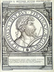 Septimus Severus, do comandante geral dos Roman Leste e Oeste mais verdadeiras imagens de moedas antigas, gravura por Rudolph Wyssenbach, impressos por Andreas Gessner, Z