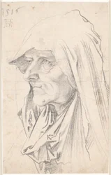 Retrato de uma velha de perfil à esquerda