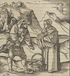 Um fazendeiro e seu patrono, de Hymmelwagen auff dem, wer wol leben..., 1517.