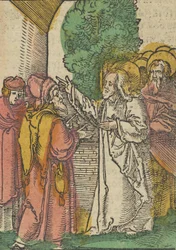 Parábola dos fariseus e do cobrador de impostos, de Das Plenarium, 1517.