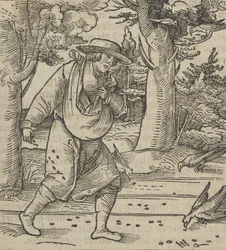 Os pássaros comendo as sementes do semeador, de Hymmelwagen auff dem, wer wol Leben..., 1517.
