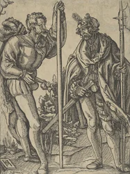 Dois soldados conversando com lança e alabarda, ca. 1515.