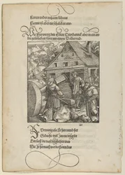 Instado por Fürwittig, Theuerdanck tenta manipular uma pedra de polimento, de Theuerdanck,..., 1517.