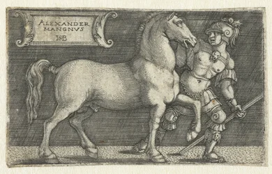 Alexandre o Grande com seu cavalo Bucéfalo Alexander Mangnvs (título no objeto)