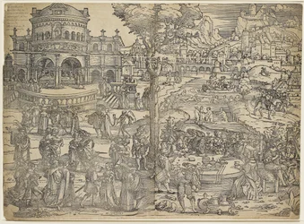 A Festa de Herodes (xilogravura, impressa de dois blocos)