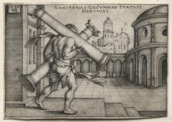 Os trabalhos de Hércules: Hércules carregando as colunas de Gades, 1545.