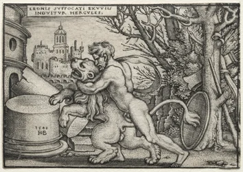 Os trabalhos de Hércules: Hércules estrangulando o leão da Nemeia