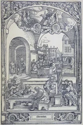 O planeta Mercúrio e artistas, estudiosos e técnicos, c1535 (gravura)