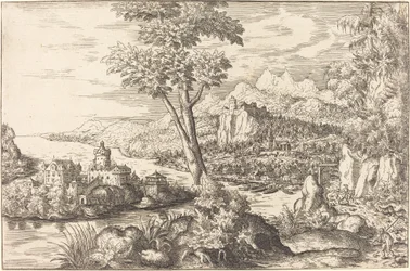 Paisagem com três homens, c. 15581559.