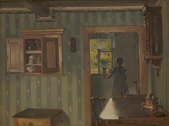 Interior com uma menina