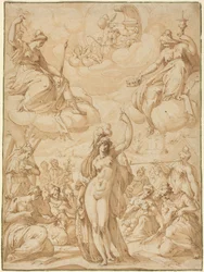 Alegoria de Minerva como cabeça das Musas, em ou antes de 1575 (caneta e tinta)