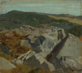 Vista de rochedos e cristas montanhosas