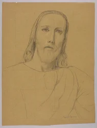 Cabeça de Cristo, verso: Crucificação de Cristo