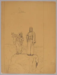 Die Versuchung Christi, verso: Christus gekreuzigt
