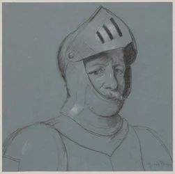 Busto de um cavaleiro com armadura
