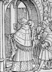 Morte e o Cânon, da Dança da Morte, gravada por Hans Lutzelburger, c.1538