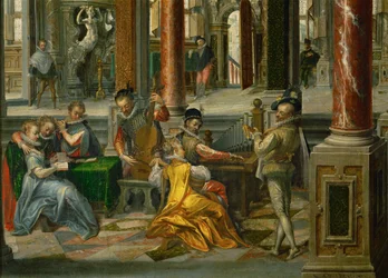 Arquitetura do palácio com músicos