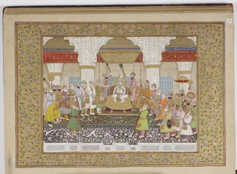 Álbum de Genealogia dynástica de Mughal, 1855 (wc e ouro opacos sobre papel)