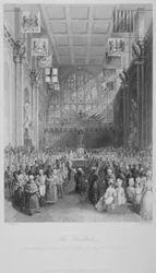 Instalação do Lord Mayor de Londres no Guildhall, City of London, 1838.  