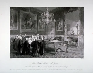 Vista interior do Royal Closet no Palácio de St James, Westminster, Londres, c1840