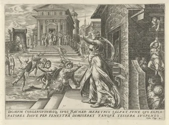 Rahab deixa os espiões escaparem pela janela A História de Josué (título da série)