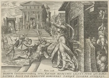 Rahab deixa os espiões escapar através da janela
A história de Joshua (título da série)
