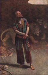 Daniel na cova de leões, ilustração de imagens que ensinam a série de coroa, 1920