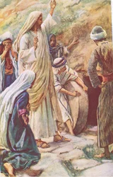 Jesus ressuscita Lázaro dos mortos, ilustração de Harold Copping Pictures: The Crown Series, c.1920s
